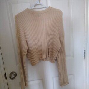 Streetwear Society Cropped Cream Knit Sweater size L Urban Planet